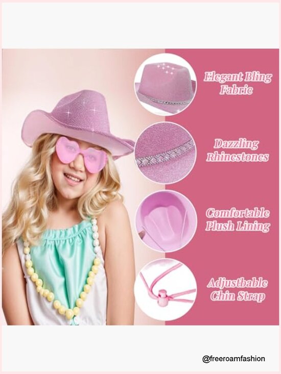 Glitter Cowgirl Hat with Heart Sunglasses Costume Set main image 6